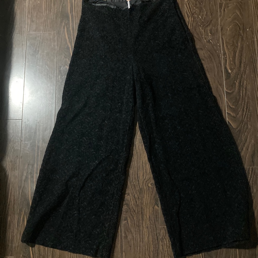 Free People Briana Velvet Lace Lined See Through Wide Leg Pants 10